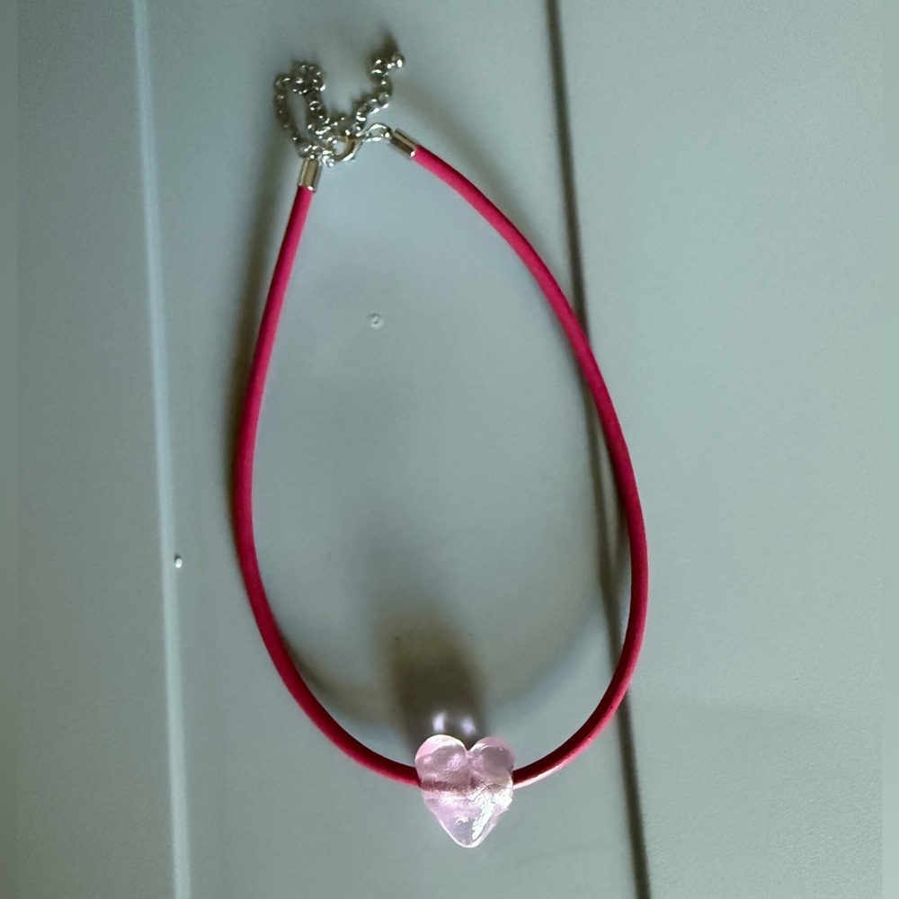 NEW Anthropologie Pink Heart Pendant Necklace